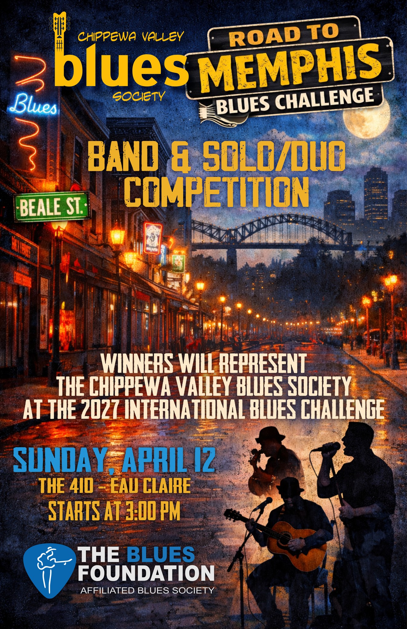 You are currently viewing Eau Claire, WI – The Chippewa Valley Blues Society Announces Local Musicians Compete for Chance to Represent Chippewa Valley in Memphis