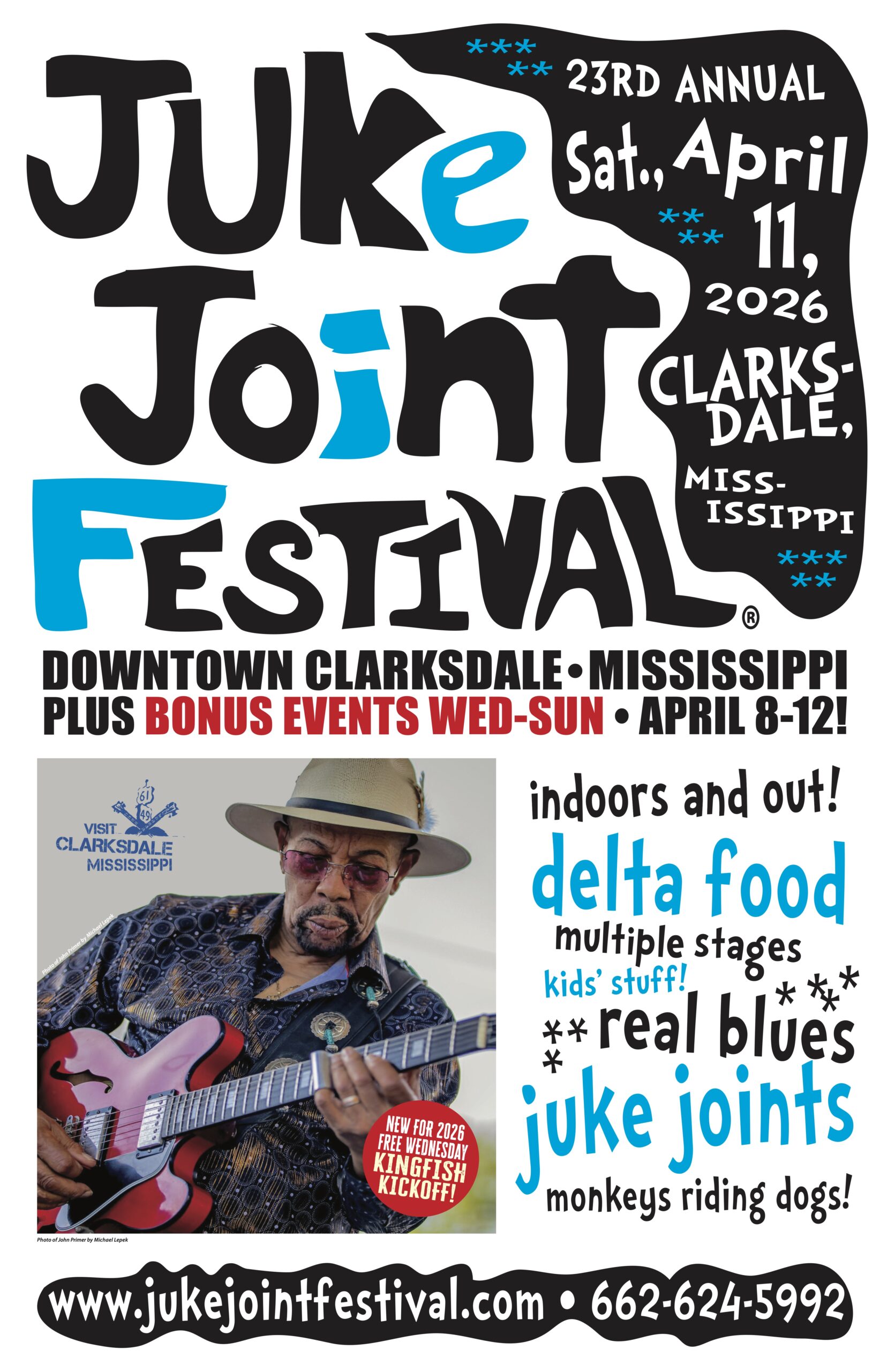 Read more about the article 3rd Juke Joint Festival: 100 blues acts in Clarksdale, MS—spiritual home of Sinners