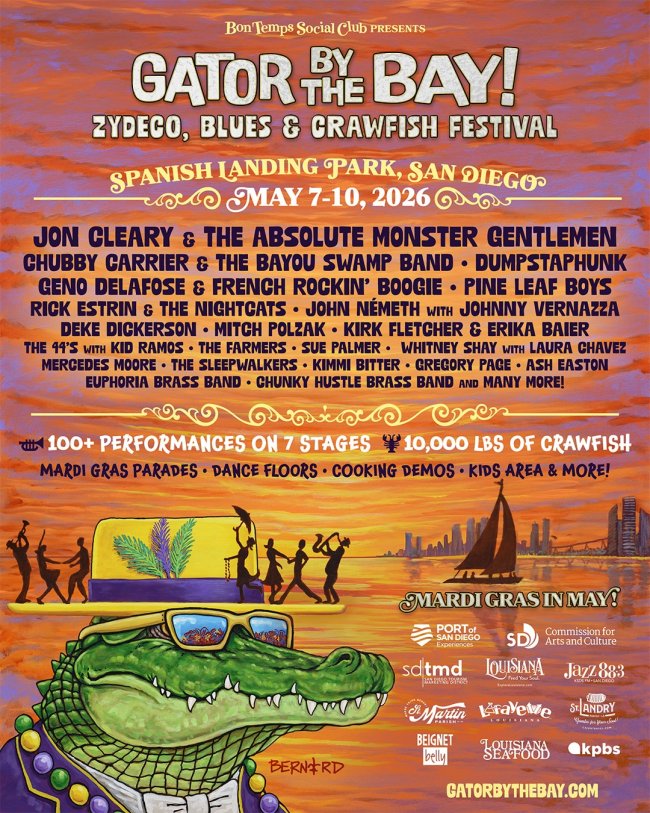 You are currently viewing Gator By The Bay! Zydeco, Blues and Crawfish Festival – San Diego, CA ~ May 7-10, 2026 – Tickets Now On Sale