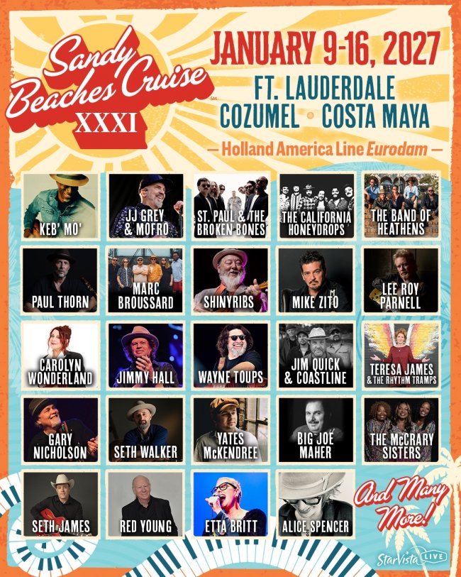 You are currently viewing The Sandy Beaches Cruise Returns In 2027 w/ Initial Lineup – Book Your Cabin Before It Sells Out