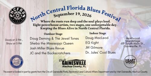North Central Florida Blues Festival on September 19 in Gainsville, FL